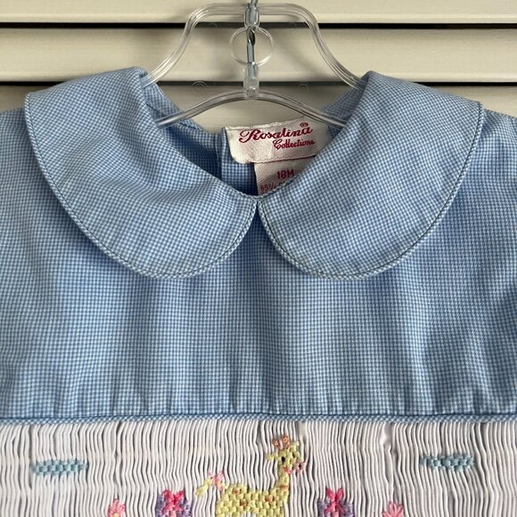 Rosalina Collections giraffe & flower smocked bubble girl’s size 18 months - Picture 2 of 8